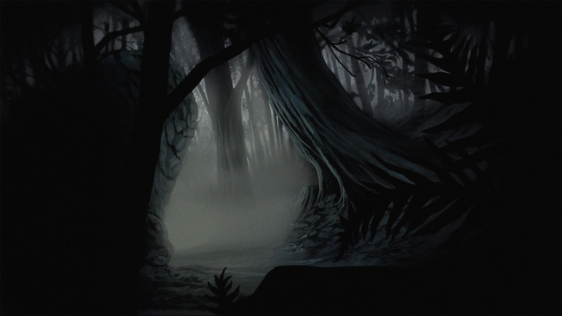 A forest still from over the garden wall.